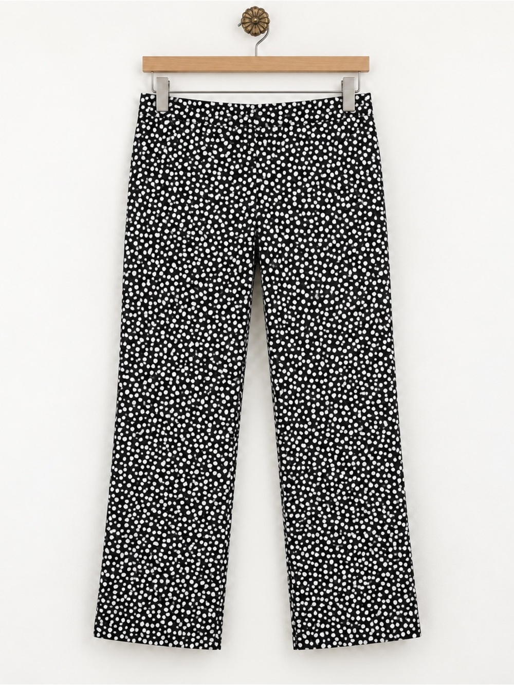 ellen tracy women’s size 6 100% silk black white polka dot wide leg pants